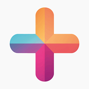 Colorful geometric plus sign